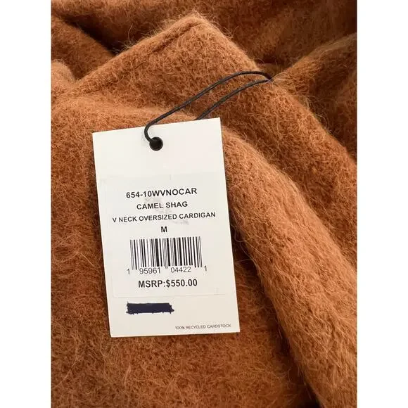 RE/DONE 90s V Neck Oversized Alpaca Cardigan Sweater Camel Shag M - Picture 8 of 10